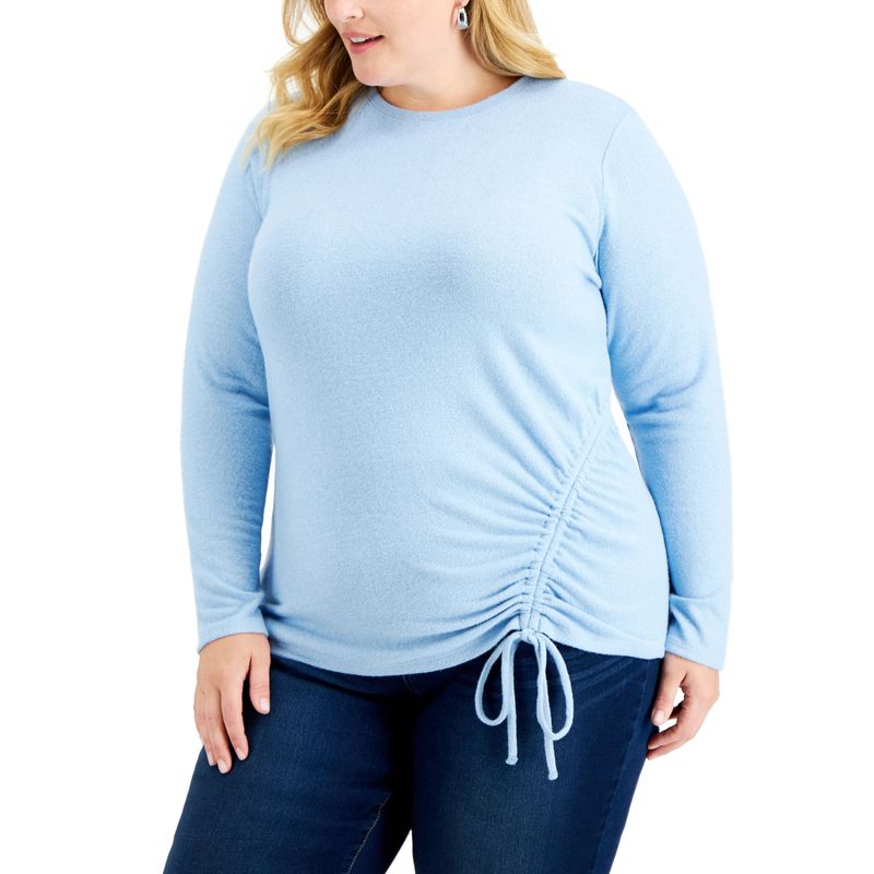 Inc International Concepts Plus Size Metallic Ruched Top